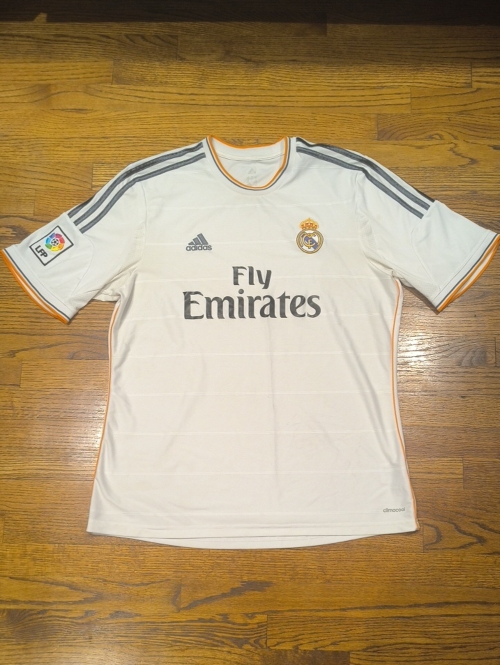 adidas Real Madrid Home Jersey - White with Orange and Gray Trim